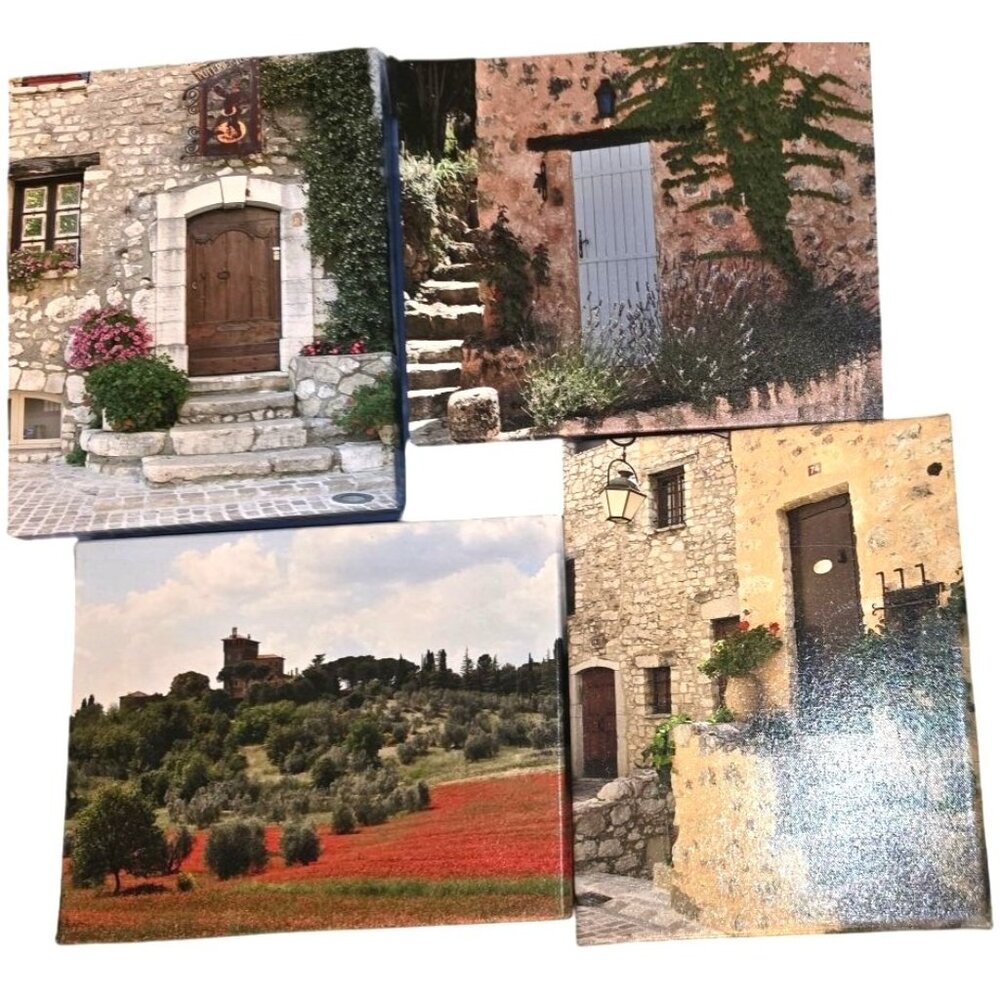 4 Photo Prints French Countryside Canvas Mounted Wall Art 8 x10"‎